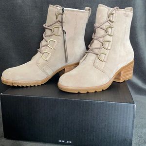 Tan Sorel Cate Lace Suede Boots size 9. Never worn tags still on!